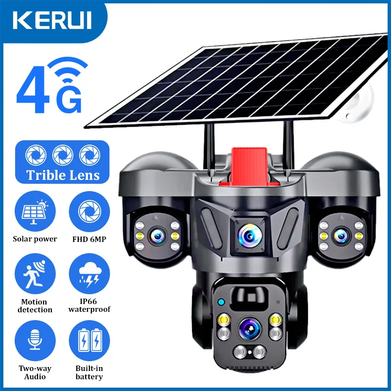 Home Security Indoor Cameras - KERUI Outdoor PTZ 6MP 4G SIM