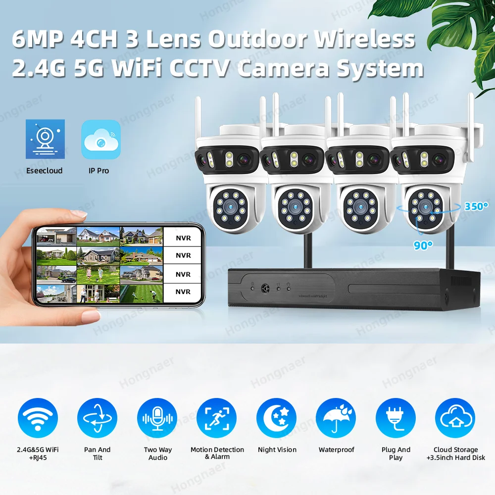 2026 Hongnaer 6MP 4CH 3 Lens 2 - đánh giá và giá Home Security Cameras Wireless