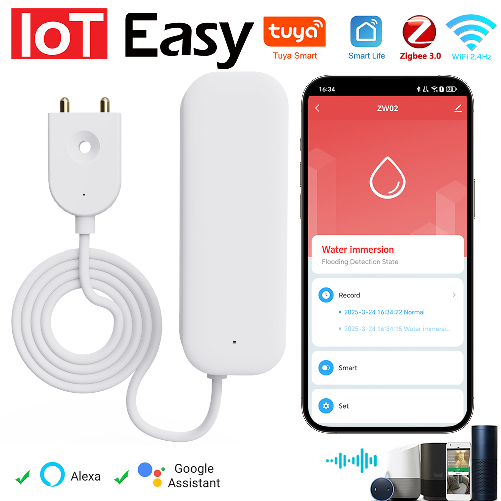 Tuya WiFi ZigBee Water Sensor  - đánh giá và giá Home Security Home Assistant